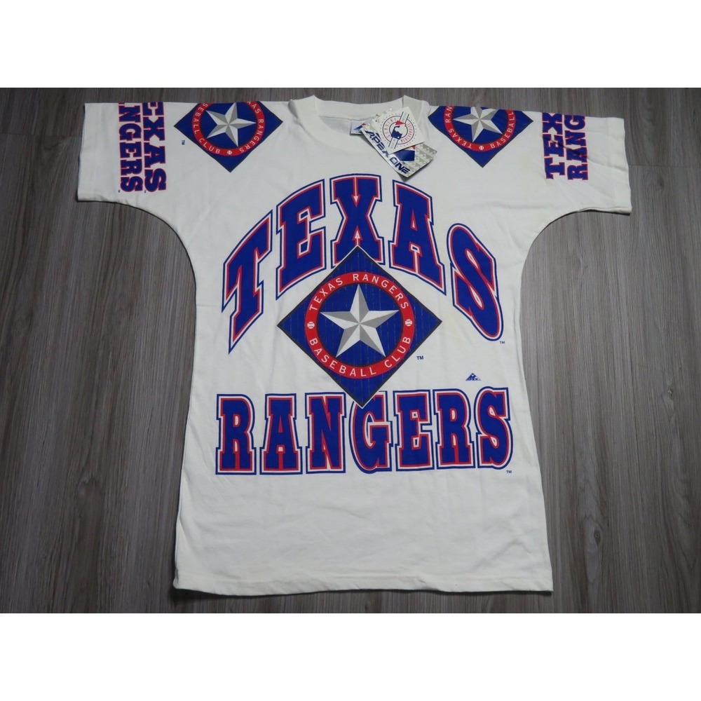 Vintage 90s Texas Rangers Apex One Big Graphic Shirt NWT Rare! Large Men